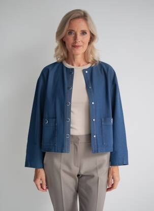 Veste casual col rond bleu JULIE GUERLANDE femme