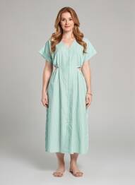 Robe longue manches courtes manches courtes vert C'EST BEAU LA VIE femme