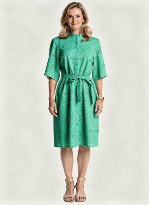 Robe mi-longue manches courtes manches courtes vert JULIE GUERLANDE femme