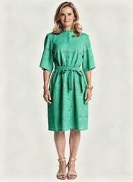 Robe mi-longue manches courtes manches courtes vert JULIE GUERLANDE femme