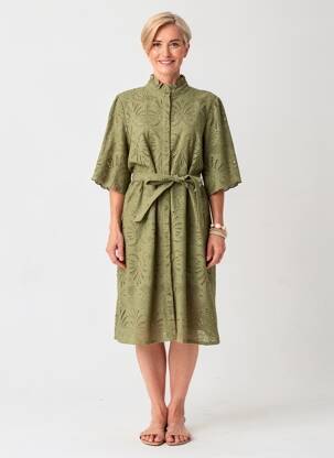 Robe mi-longue manches courtes manches courtes vert fonce JULIE GUERLANDE femme
