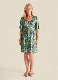 Robe courte manches courtes manches courtes vert JULIE GUERLANDE femme