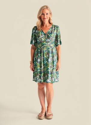 Robe courte manches courtes manches courtes vert JULIE GUERLANDE femme