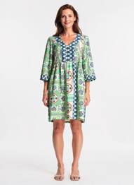 Robe courte manches 3/4 manches 3/4 vert JULIE GUERLANDE femme