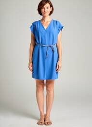 Robe courte manches courtes manches courtes bleu JULIE GUERLANDE femme