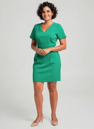 Robe courte manches courtes manches courtes vert JULIE GUERLANDE femme