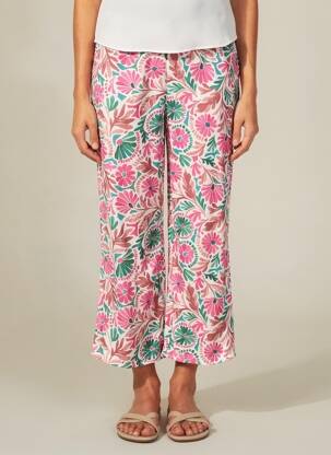 Pantalon 7/8 taille haute taille haute rose C'EST BEAU LA VIE femme