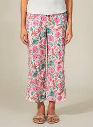 Pantalon 7/8 taille haute taille haute rose C'EST BEAU LA VIE femme
