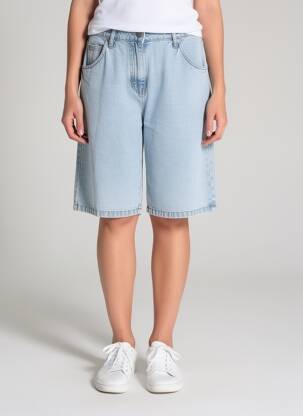 Bermuda coupe droite taille normale bleu C'EST BEAU LA VIE femme