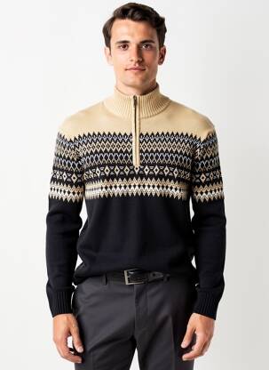 Pull tissage jacquard manches longues noir RAGWEAR homme
