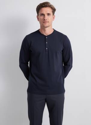 T-shirt col tunisien manches longues noir RAGWEAR homme