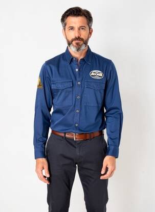 Chemise manches longues poches bleu DAYTONA homme