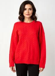 Pull col rond manches longues rouge STREET ONE femme