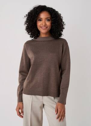 Pull tissage chiné manches longues marron STREET ONE femme