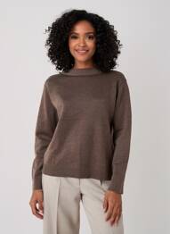 Pull tissage chiné manches longues marron STREET ONE femme
