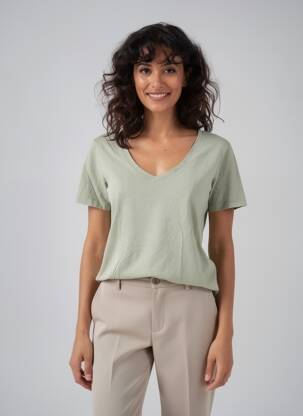 T-shirt col v manches courtes vert clair JDY femme