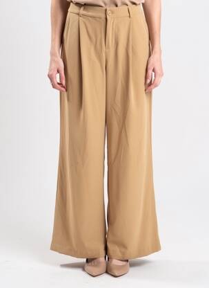 Pantalon large tissage popeline taille normale beige CREAM femme