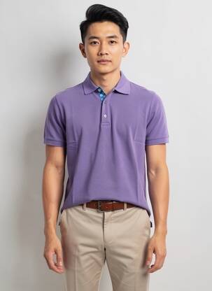 Polo stretch manches courtes violet EUROPANN homme