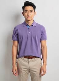 Polo stretch manches courtes violet EUROPANN homme