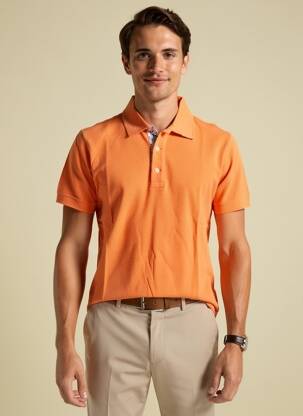 Polo stretch manches courtes orange EUROPANN homme
