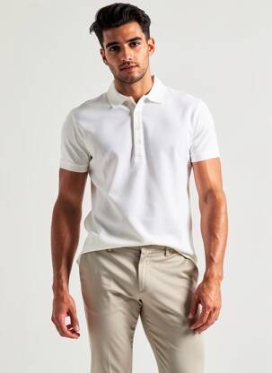 Polo stretch manches courtes blanc EUROPANN homme