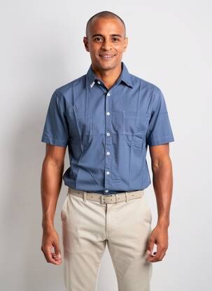 Chemise manches courtes poches bleu EUROPANN homme