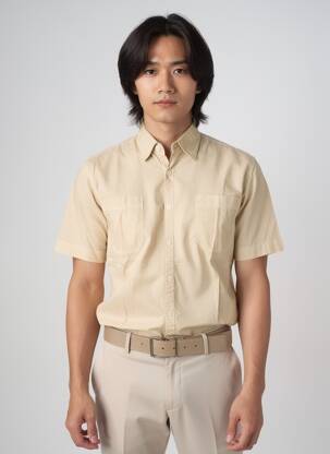 Chemise manches courtes poches beige EUROPANN homme