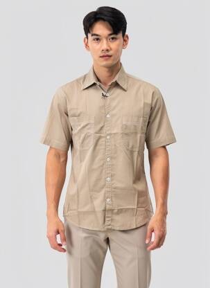 Chemise manches courtes poches beige fonce EUROPANN homme