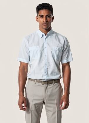 Chemise manches courtes poches bleu clair EUROPANN homme