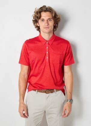 Polo tissage jersey manches courtes rouge EUROPANN homme