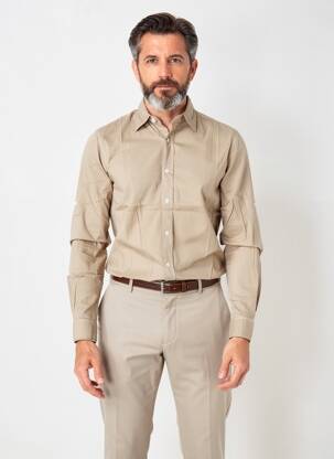 Chemise manches longues coupe cintrée marron EUROPANN homme