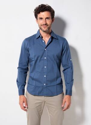 Chemise manches longues coupe cintrée bleu EUROPANN homme