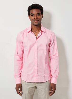 Chemise manches longues coupe cintrée rose EUROPANN homme