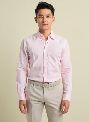 Chemise manches longues coupe cintrée rose clair EUROPANN homme