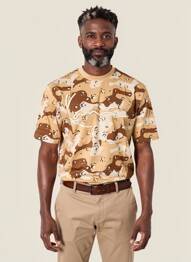T-shirt broderie manches courtes beige KARL KANI homme