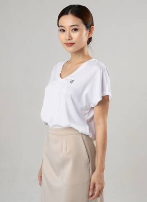 T-shirt col v manches courtes blanc DARE 2 BE femme