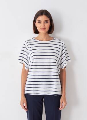 T-shirt coupe droite manches courtes bleu ELLE EST OU LA MER femme