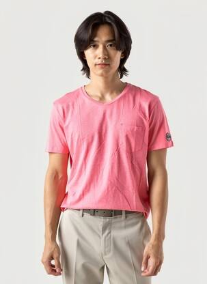 T-shirt coupe cintrée manches courtes rose EUROPANN homme