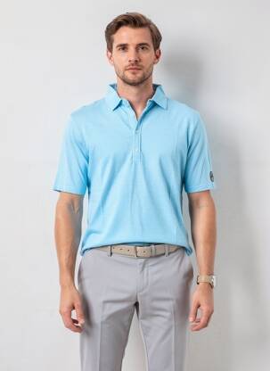 Polo stretch manches courtes bleu clair EUROPANN homme