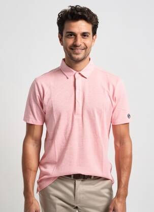 Polo tissage jersey manches courtes rose EUROPANN homme