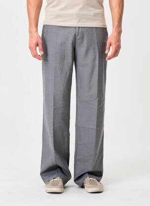 Pantalon droit tissage popeline taille normale gris EUROPANN homme