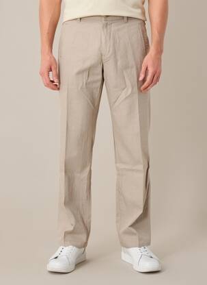 Pantalon droit tissage popeline taille normale marron EUROPANN homme