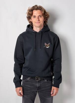 Sweat-shirt à capuche poches manches longues noir IRON AND RESIN homme