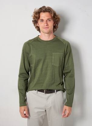 T-shirt col tunisien manches longues vert IRON AND RESIN homme