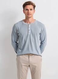 T-shirt col tunisien manches longues bleu IRON AND RESIN homme