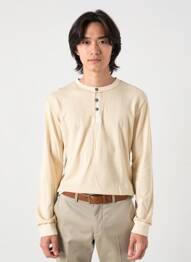 T-shirt col tunisien manches longues beige IRON AND RESIN homme