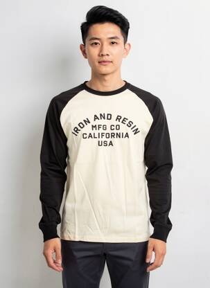 T-shirt coupe cintrée manches longues beige IRON AND RESIN homme