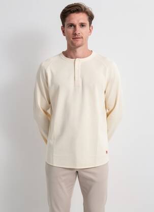 T-shirt col tunisien manches longues beige IRON AND RESIN homme