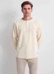 T-shirt col tunisien manches longues beige IRON AND RESIN homme