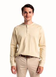 T-shirt col tunisien manches longues beige IRON AND RESIN homme